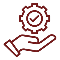 Hand holding a gear with a checkmark