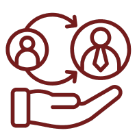 Icon representing collaboration and professional networking.