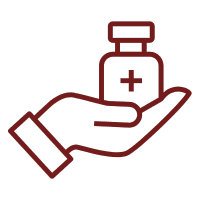 Hand holding a medicine bottle icon