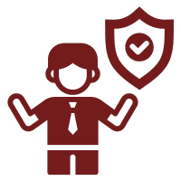 Person with shield symbol representing security